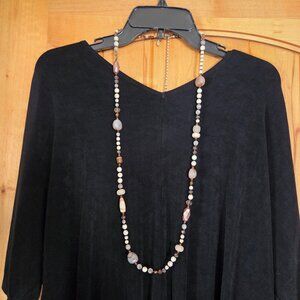 Chico's Goldtone Long Chunky Bead Necklace